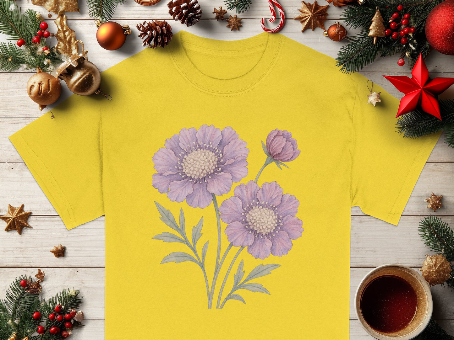Floral Design Graphic Yellow T-Shirt product type