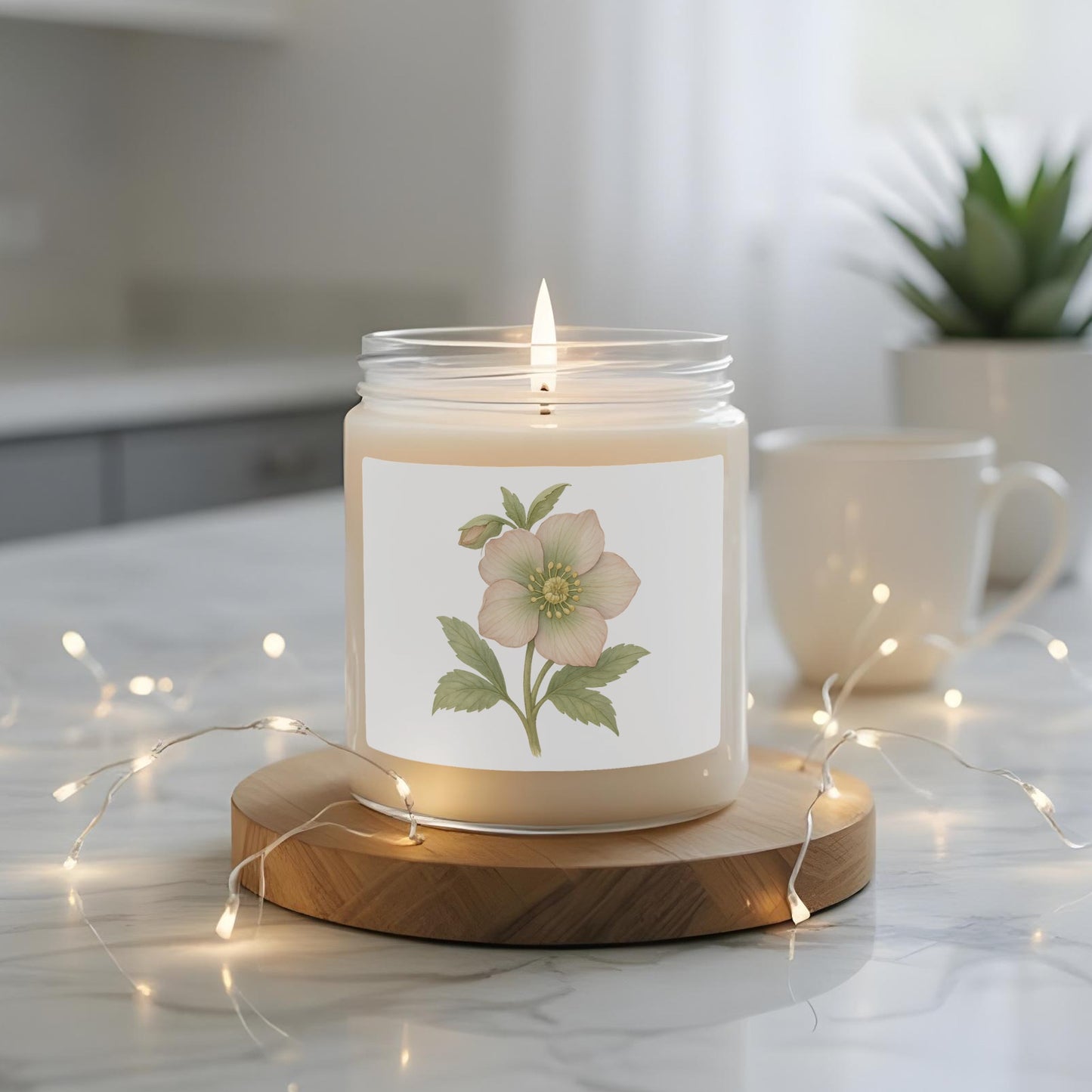 Floral Design Scented Candle Jar Home Decor product