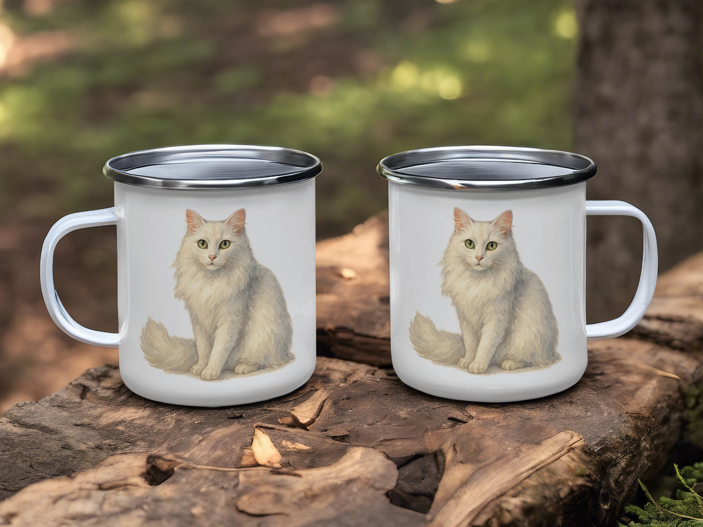 White Cat Print Outdoor Camping Mug product