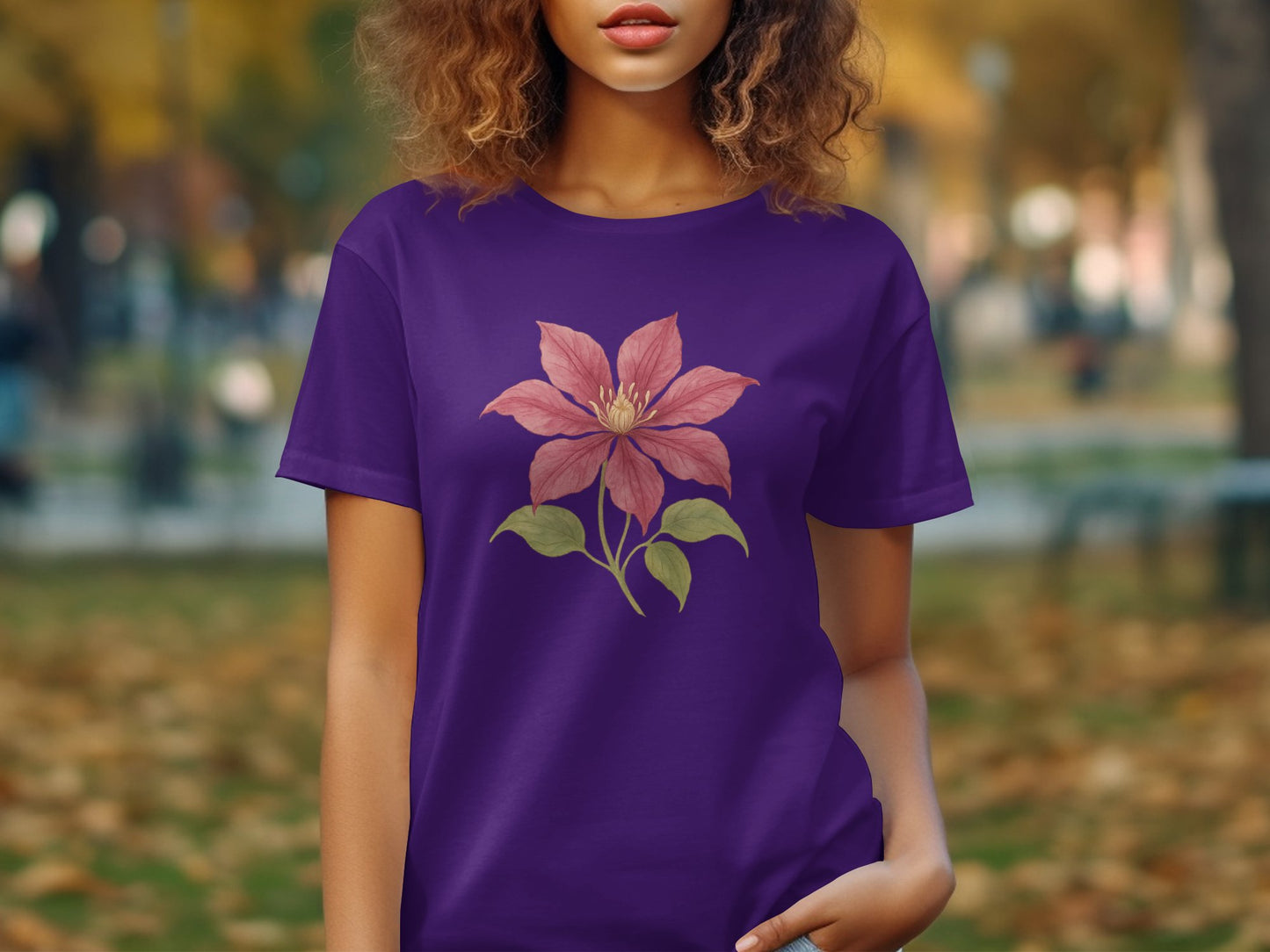Purple Shirt with Red Flower Magnificent Design Shirt