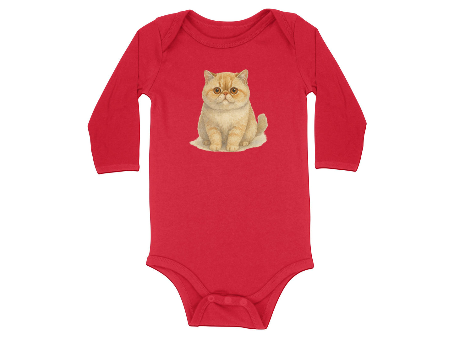 Adorable Red Baby Onesie with Cute Cat Print product