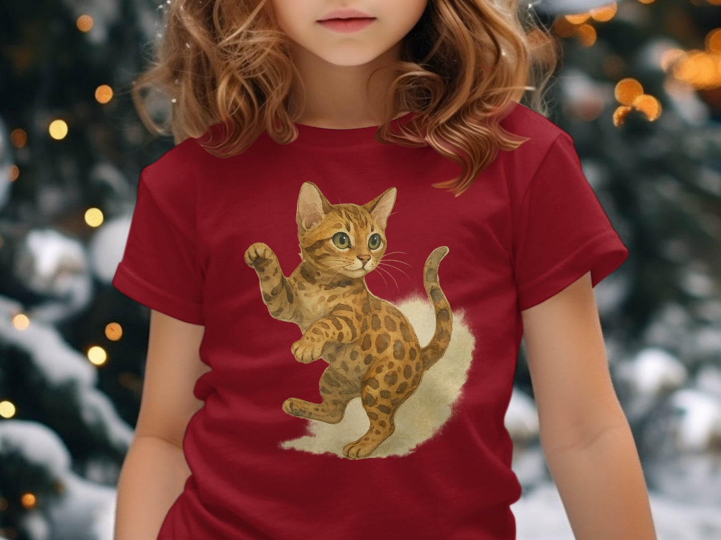 Cute Cat Graphic Red Tee Shirt Holiday Product