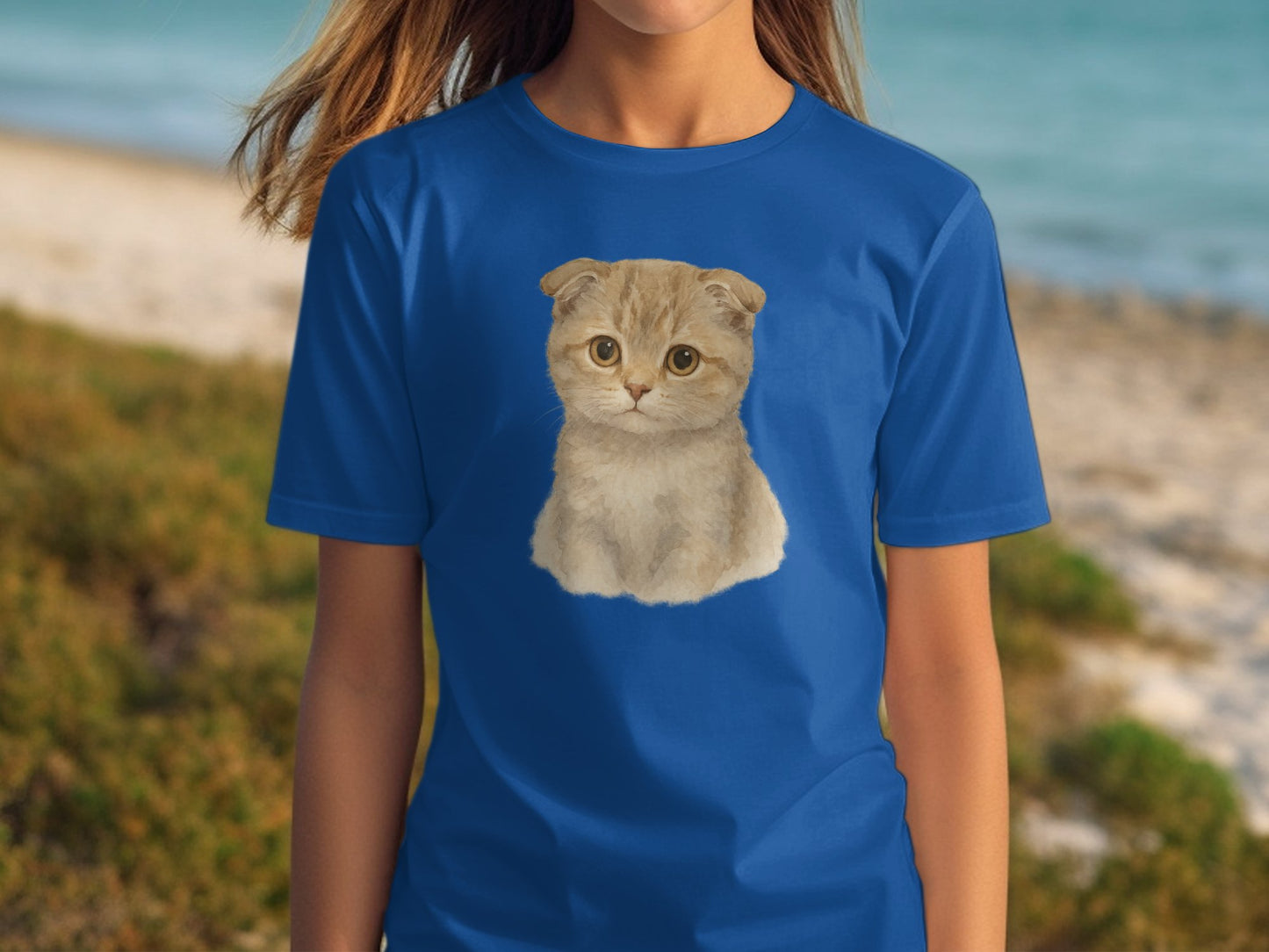 Adorable Kitten Graphic Design Blue T-shirt product type