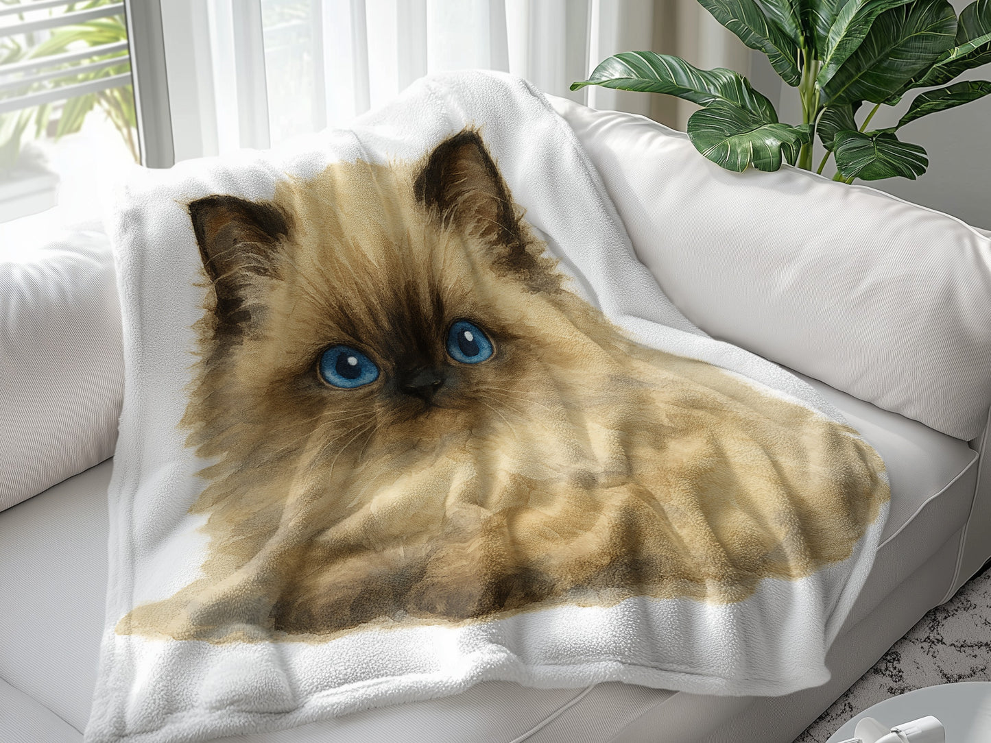 Adorable Fluffy Kitten Print Cozy Home Decor Blanket product