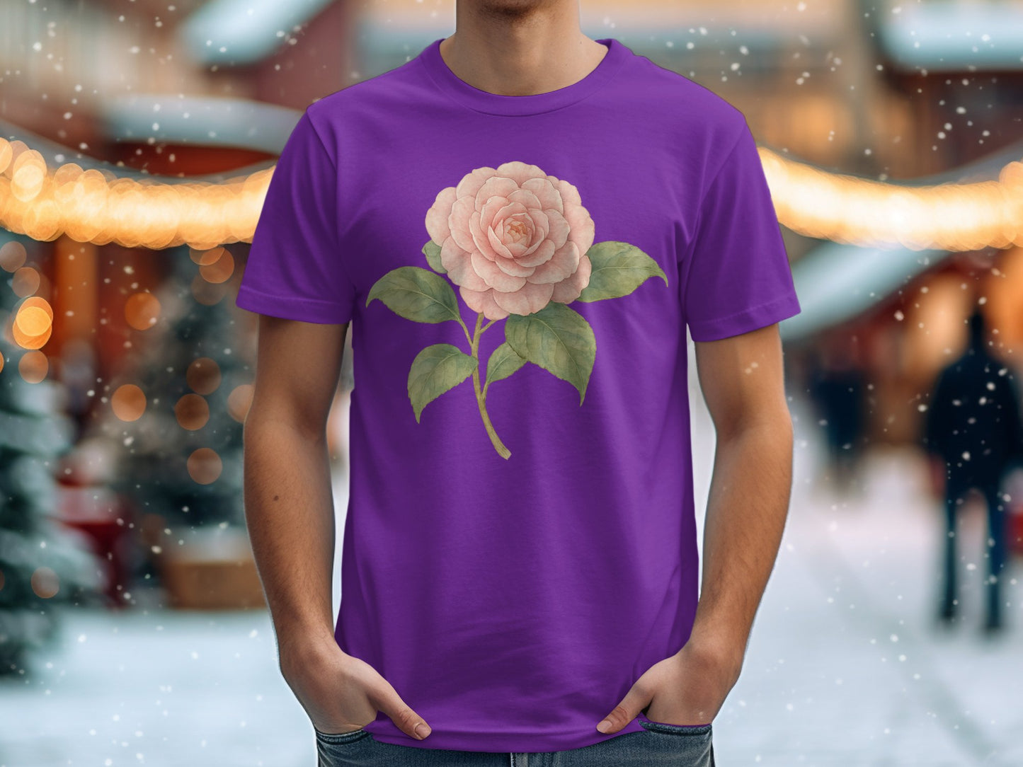 Purple T-shirt with Large Vintage Flower Graphic product type