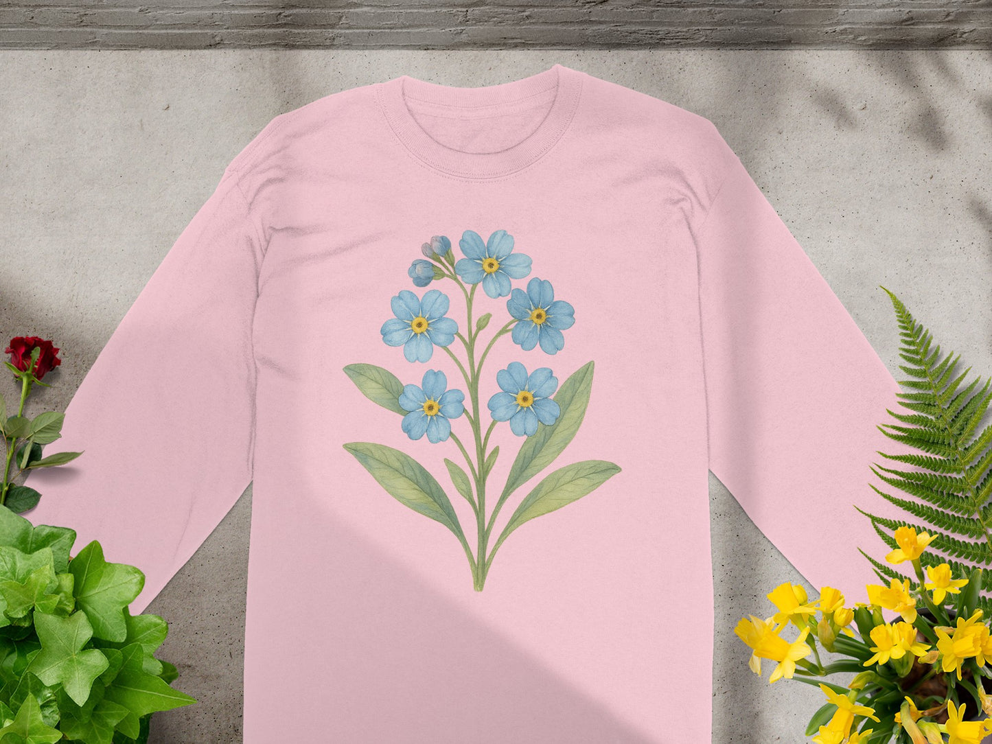Floral Blue Flower Graphic Design Long Sleeve Shirt product