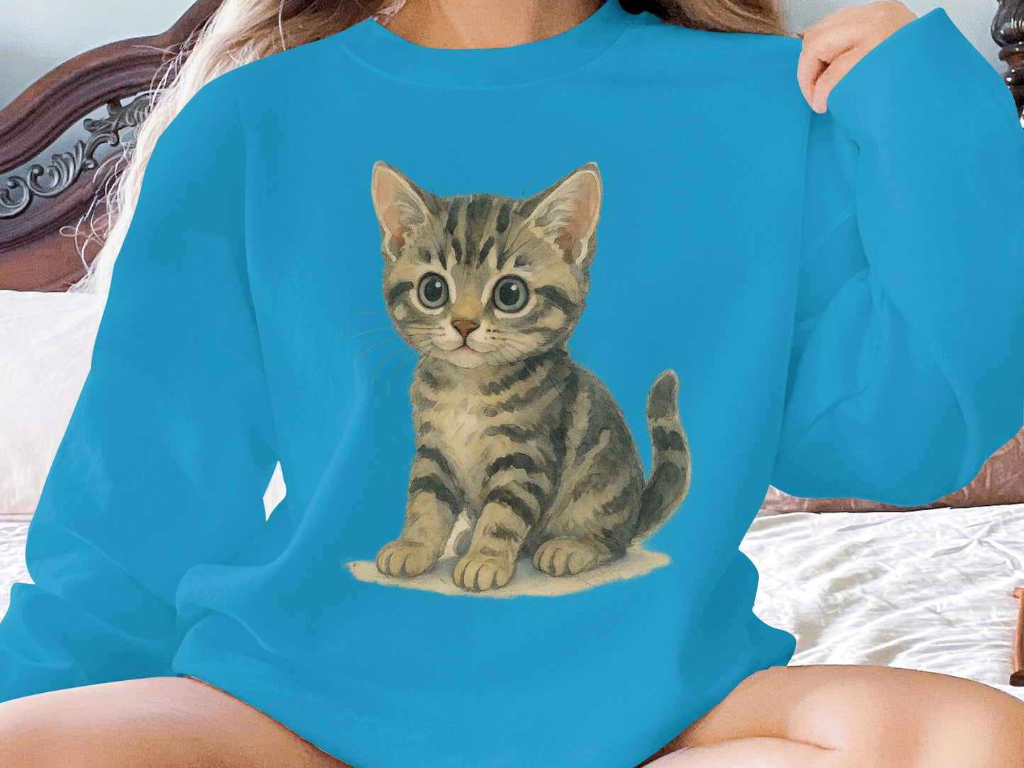 Cute Kitten Print Long Sleeve Casual Sweatshirt product