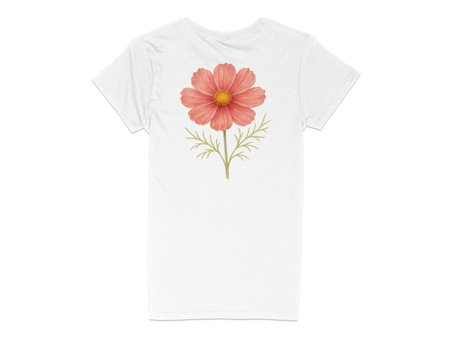 Beautiful Pink Flower Print on White T-shirt product