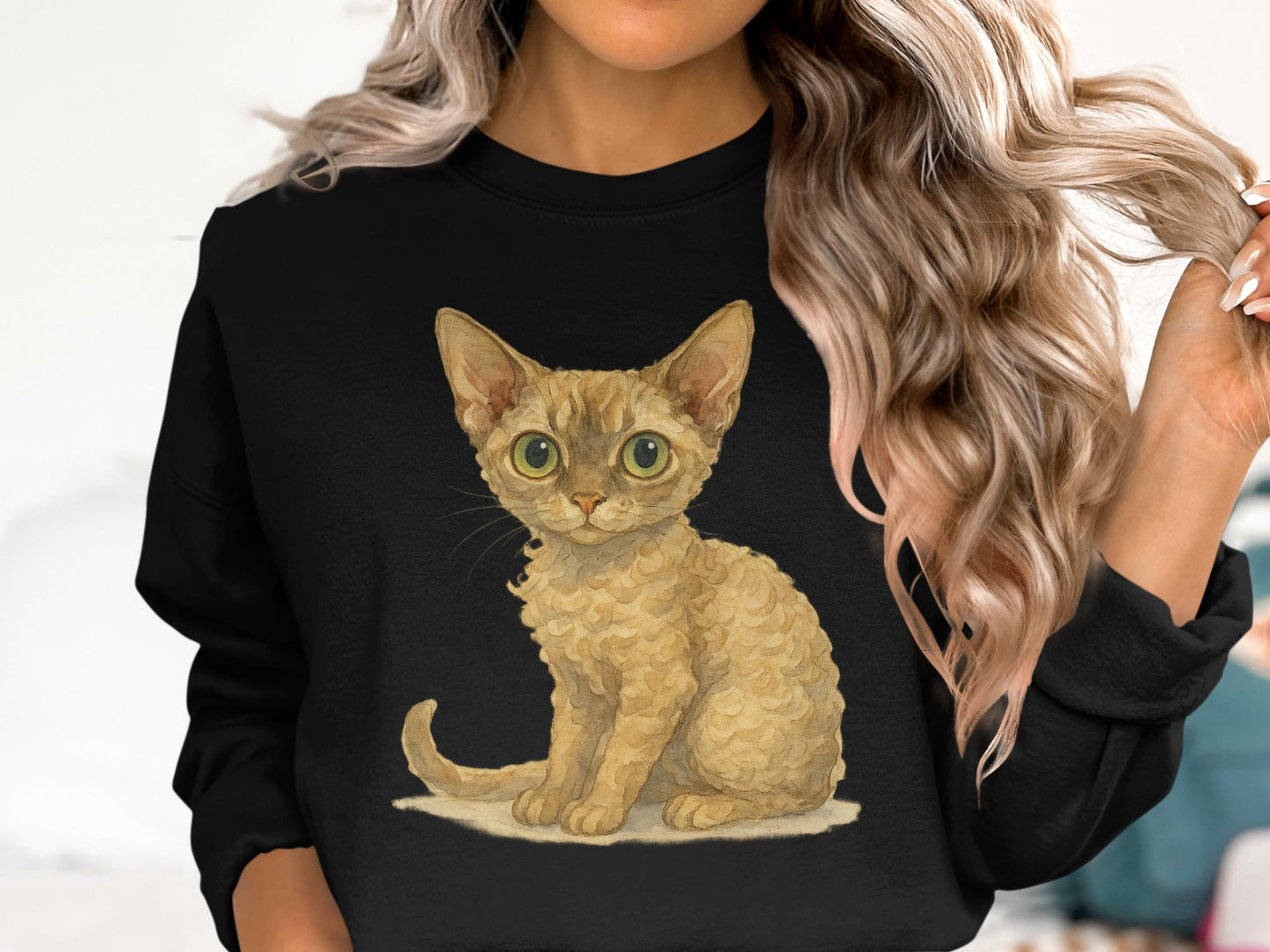 Adorable Kitten Artwork Sweatshirt Women's Apparel Product
