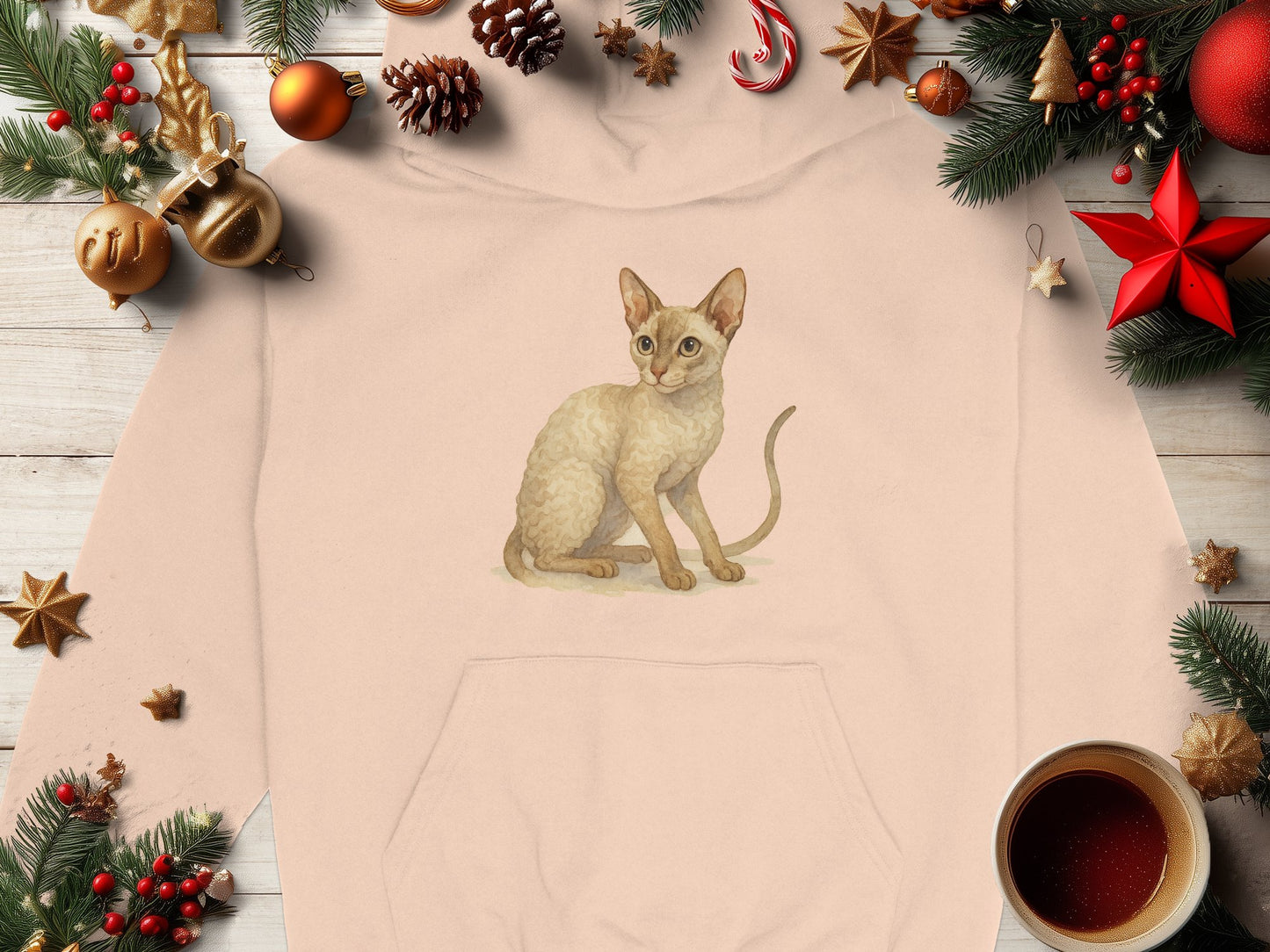 Unique Holiday Themed Cat Design Hoodie product