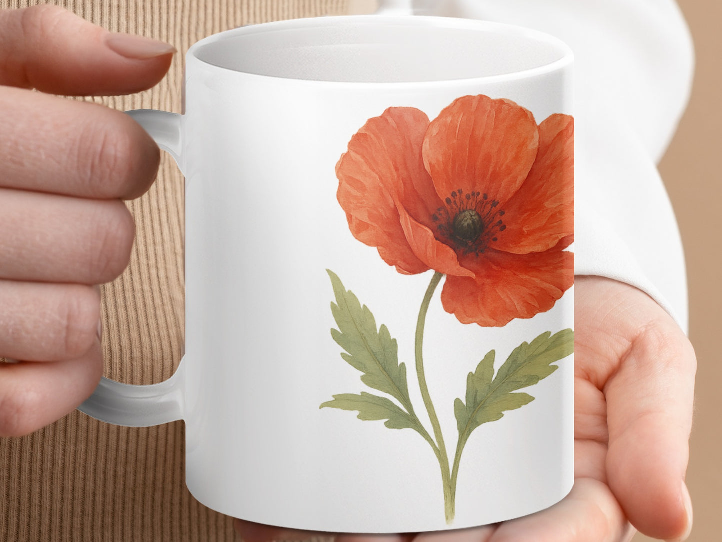 Beautiful Red Poppy Flower Design Mug product