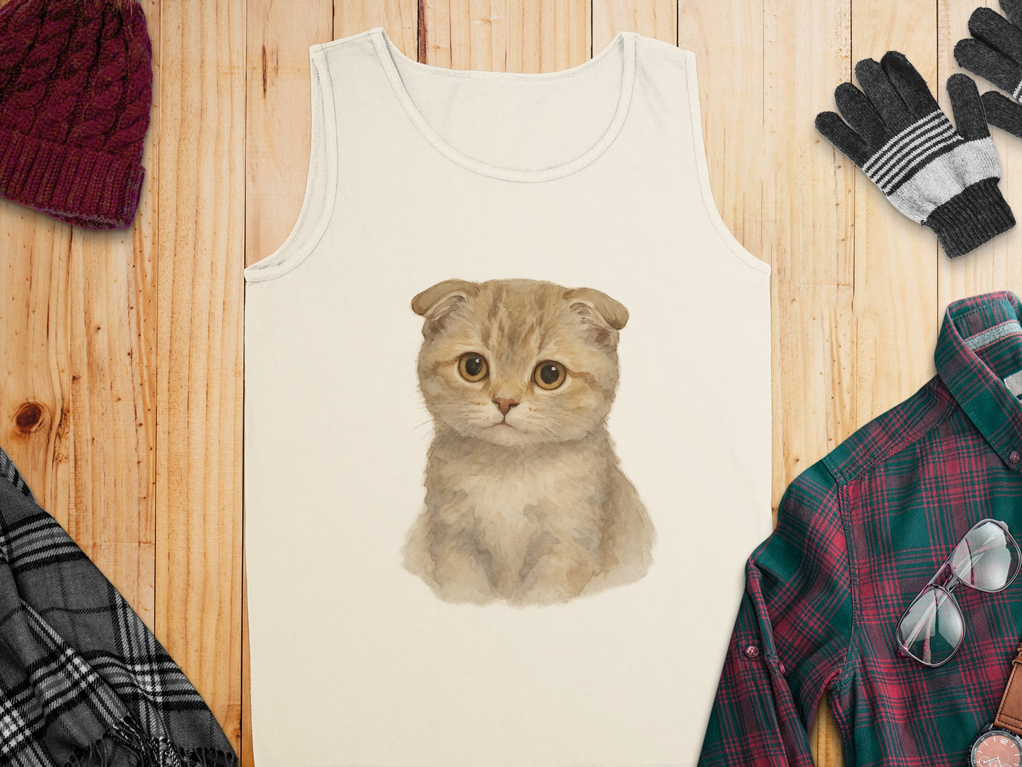 Adorable Kitten Illustration Tank Top product type