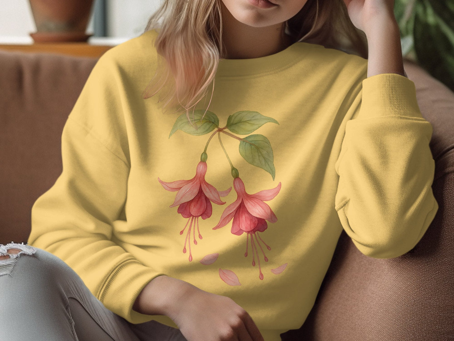Floral Fuchsia Sweatshirt Cozy and Elegant Clothing Product