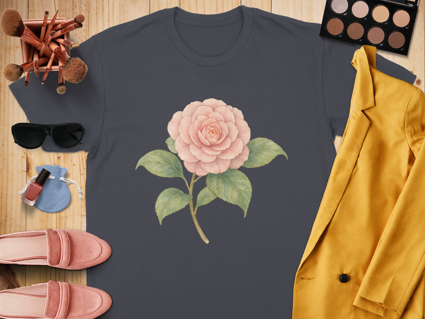 Floral Graphic Tee with Elegant Rose Design product type