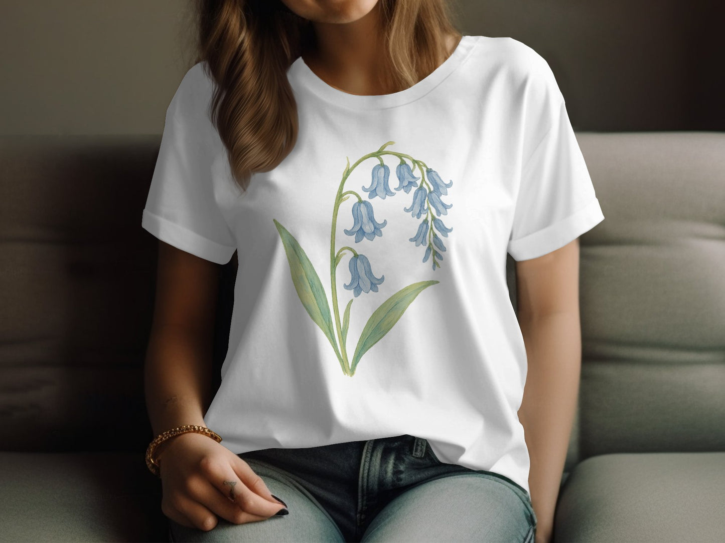 Bluebell Flowers Print on White T-Shirt product