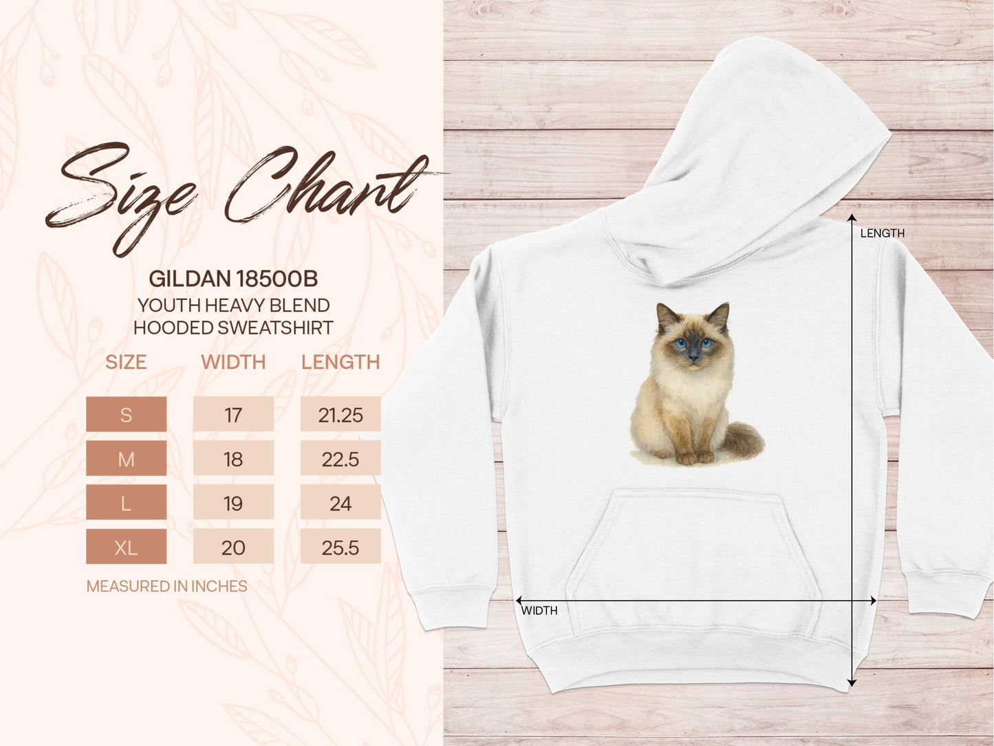 Adorable Cat Print Youth Hooded Sweatshirt product type