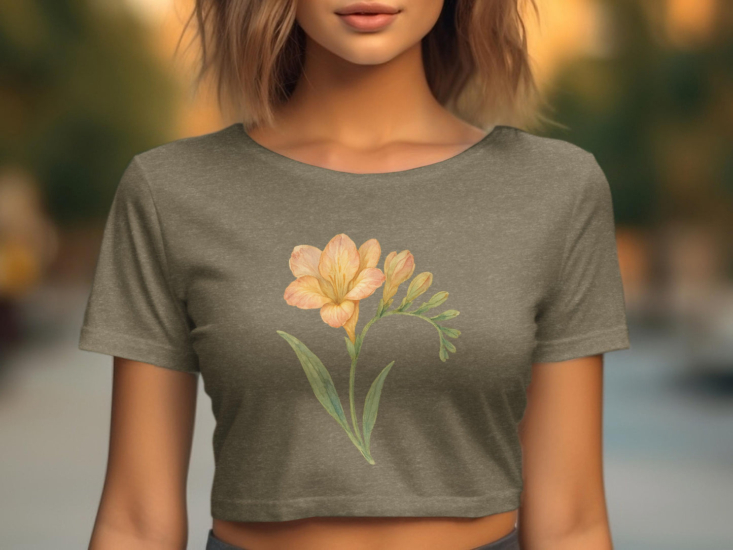 Floral Graphic Cropped Tee Stylish Summer Clothing Product