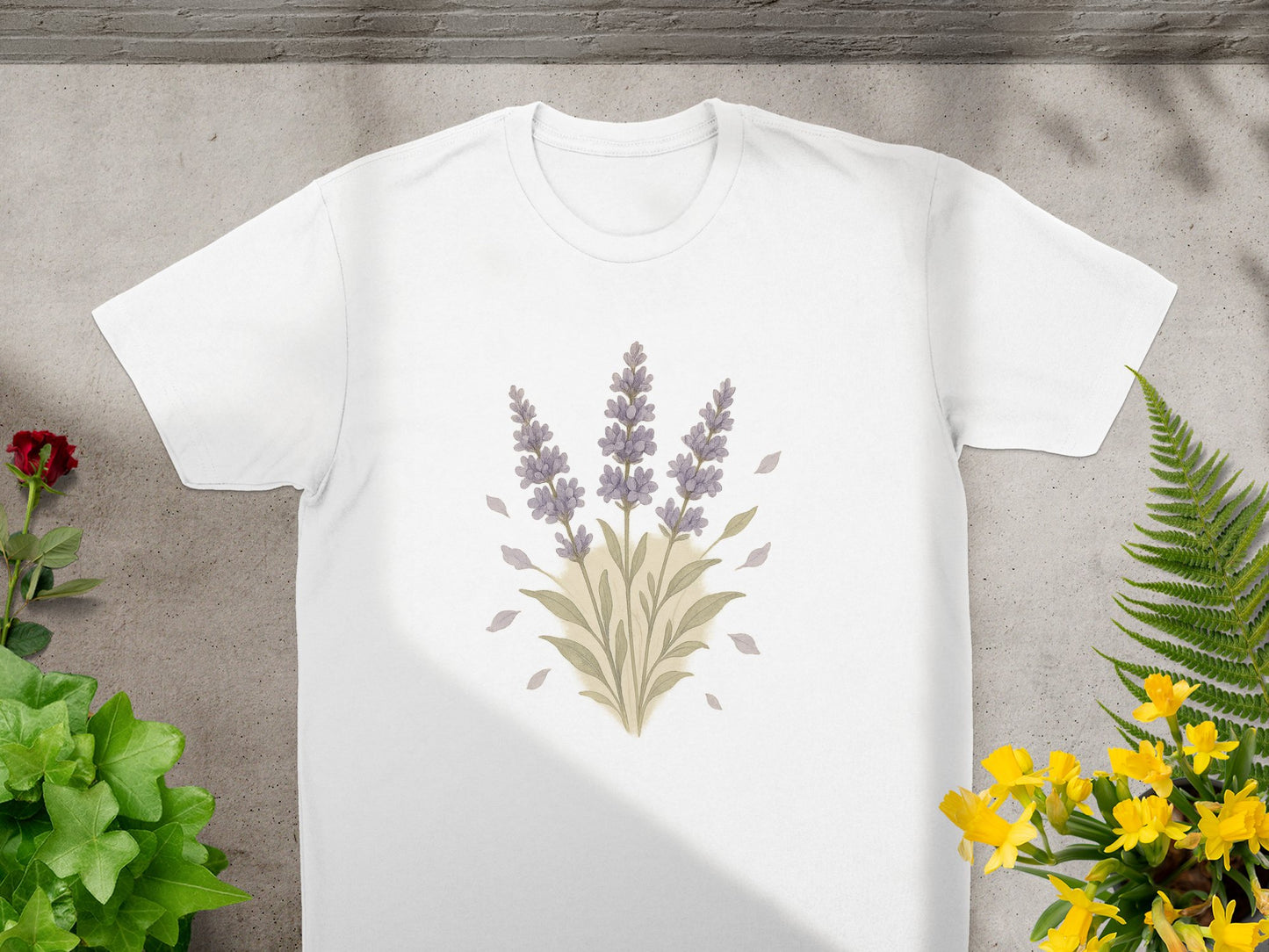 Beautiful Floral Lavender Design White T-Shirt product type