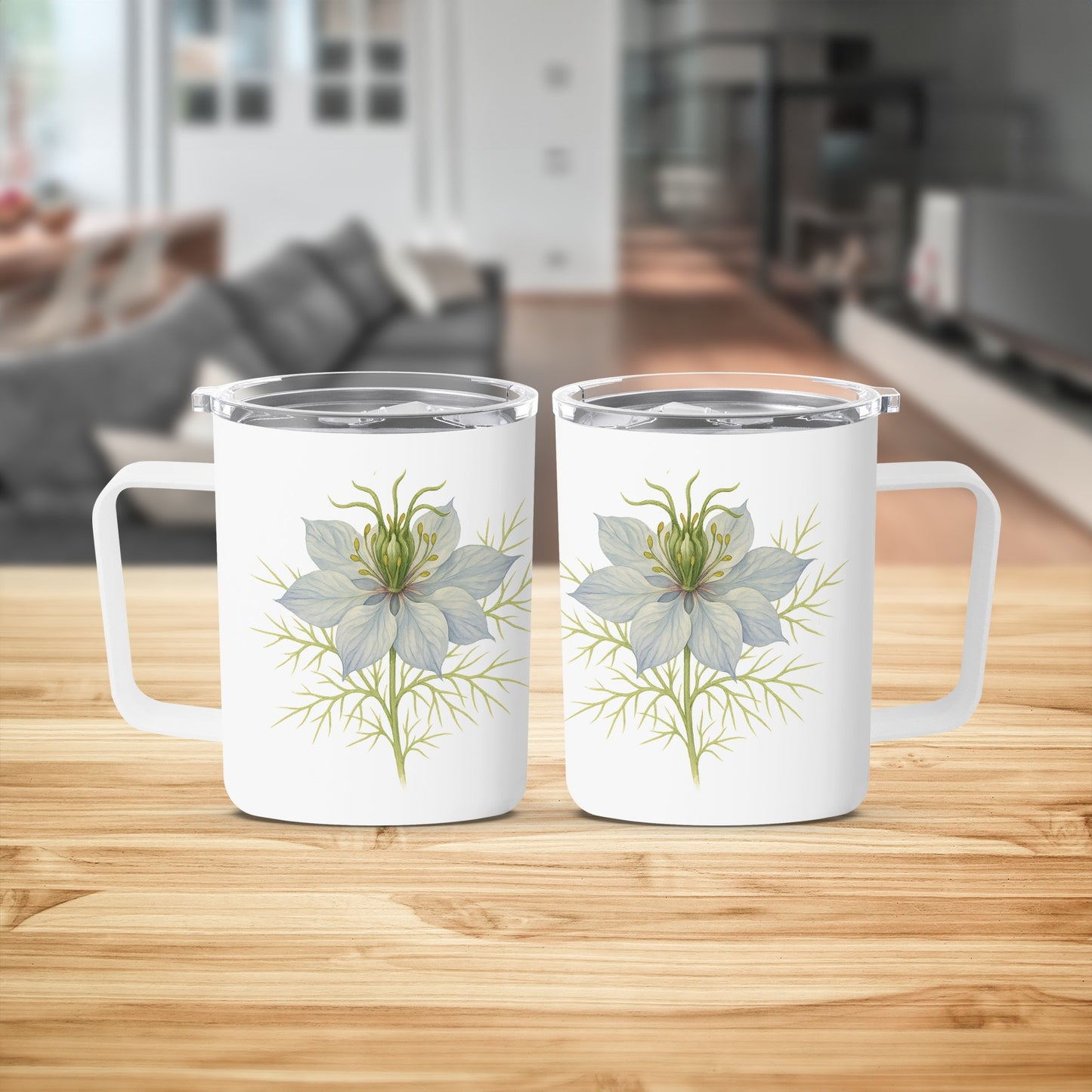 Elegant White Flower Design on Mug product type
