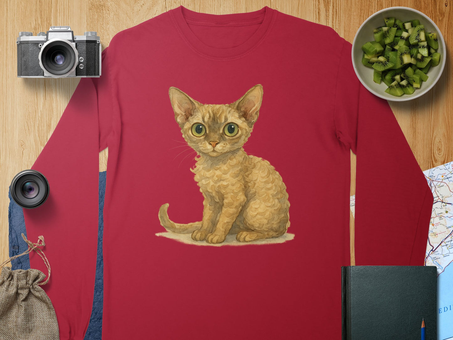Adorable Furry Kitten Design on Long Sleeve Shirt product type