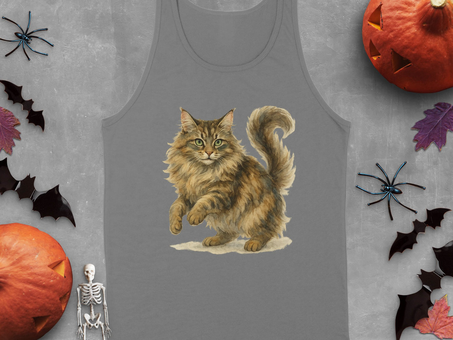 Fluffy Cat Illustration Halloween Tank Top product type