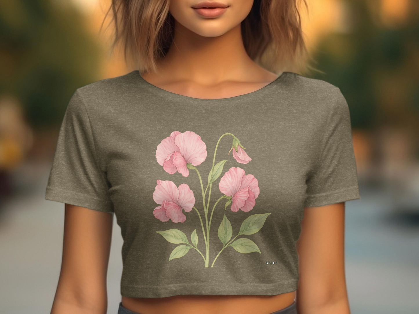 Elegant Floral Graphic Crop Top Shirt product type