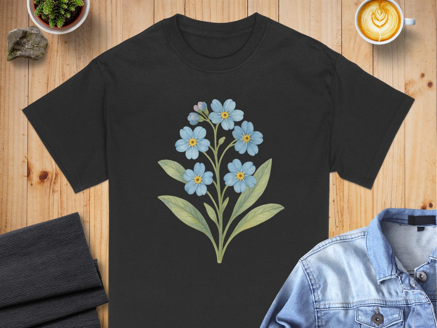 Beautiful Flower Design on Black Short Sleeve product type