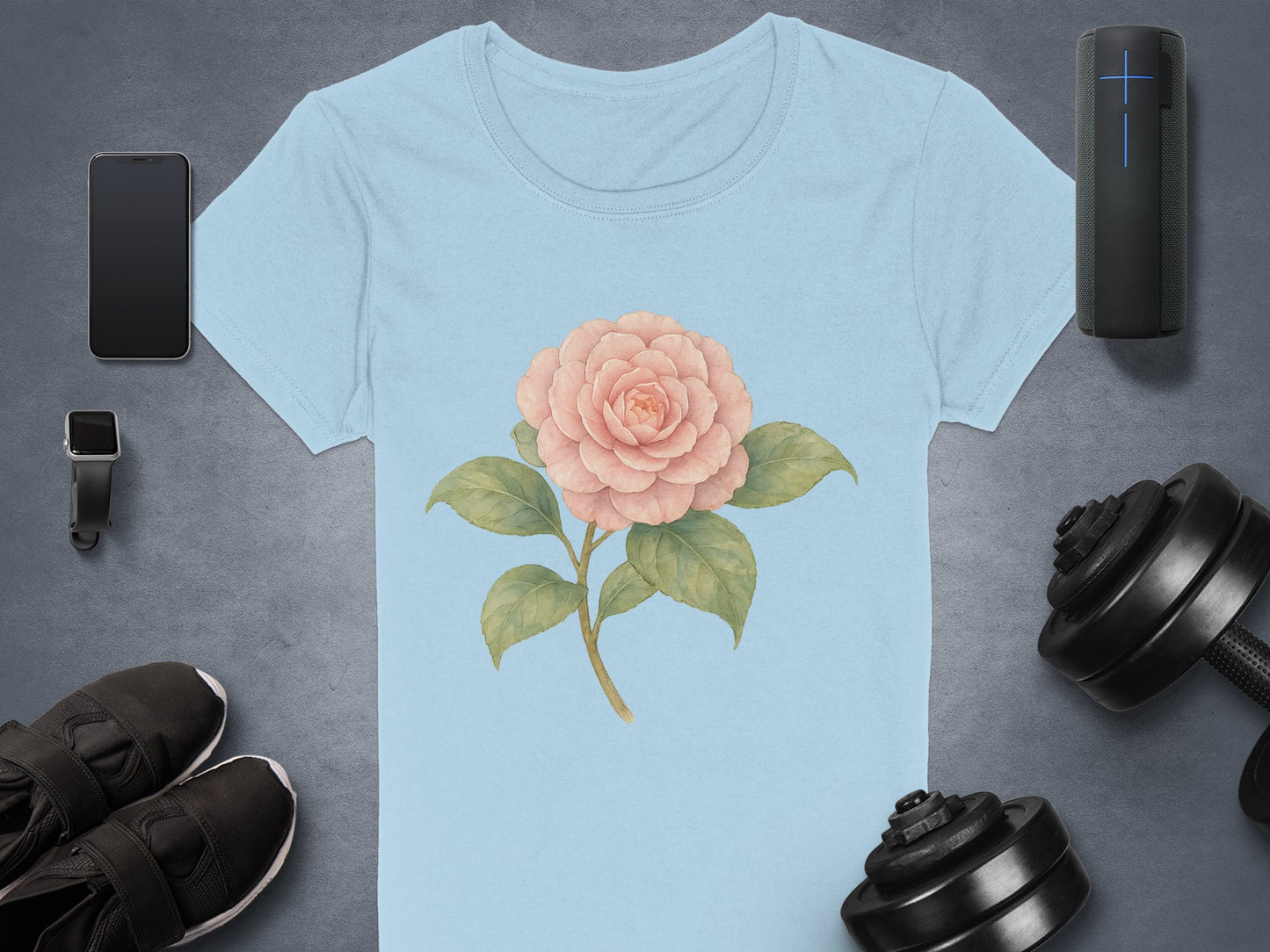 Stylish Light Blue Shirt with Pink Flower Design product