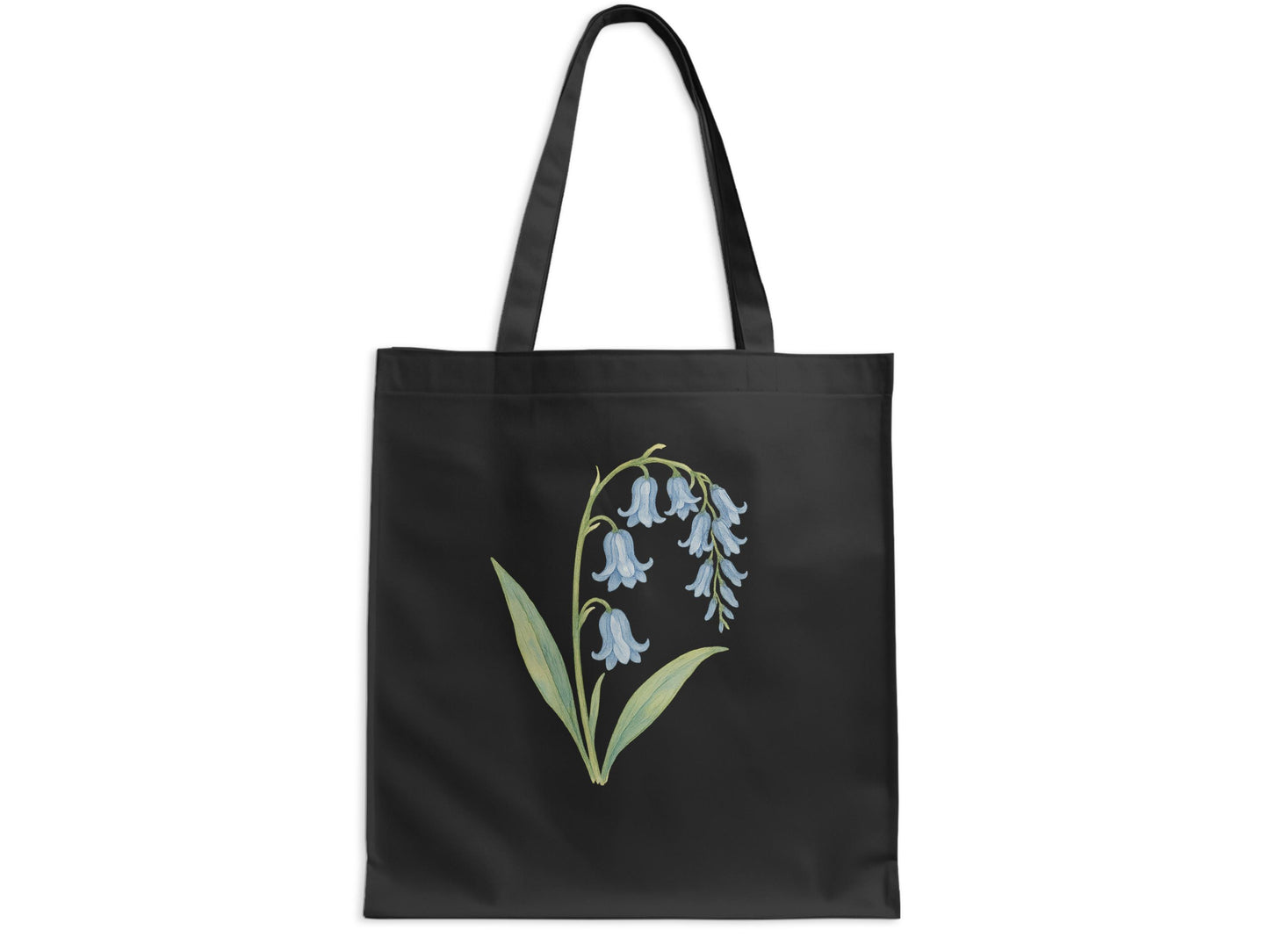 Elegant Black Tote Bag with Blue Flower Design product type