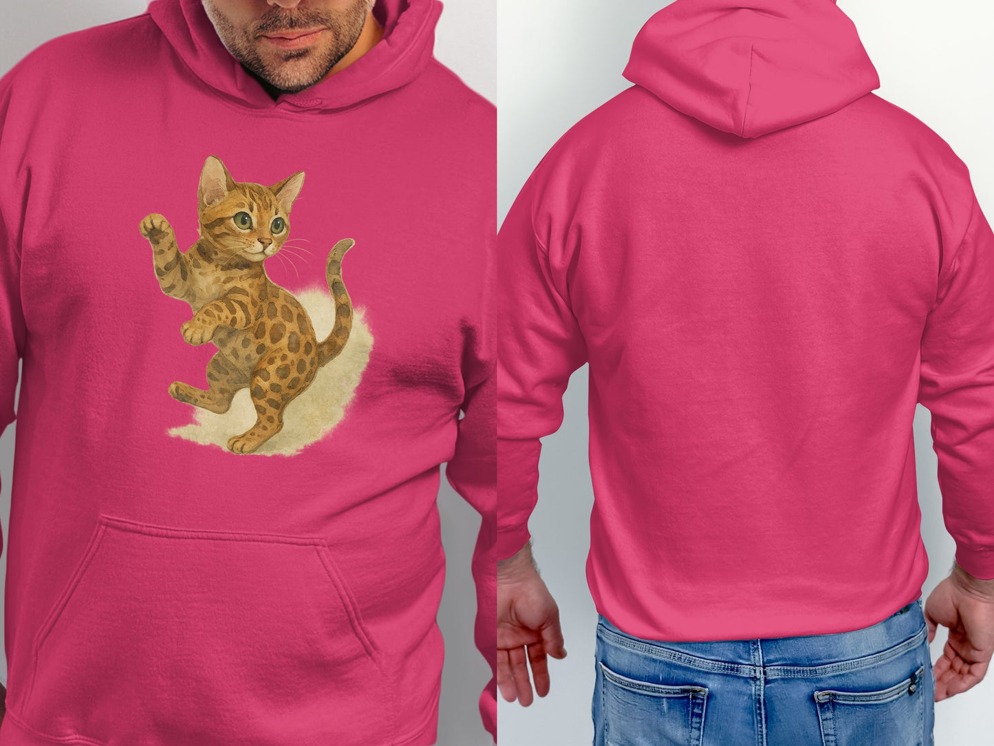 Cute Kitten with Paw Up Pink Hoodie product