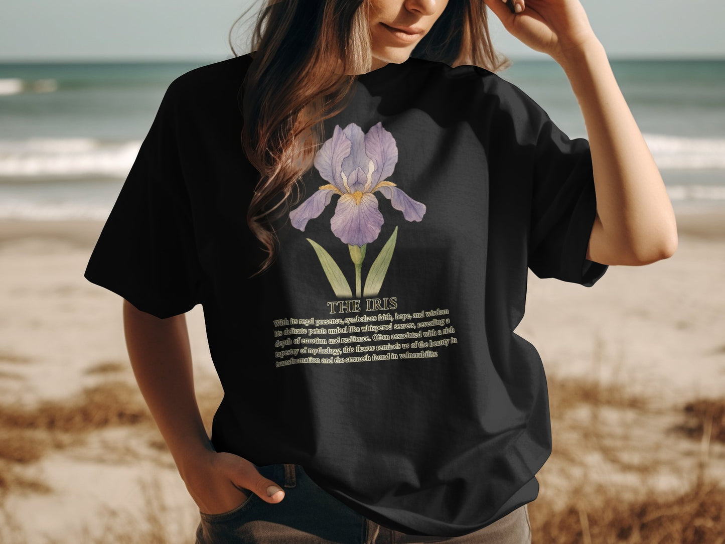 Beautiful Iris Graphic Woman's Black T-Shirt product