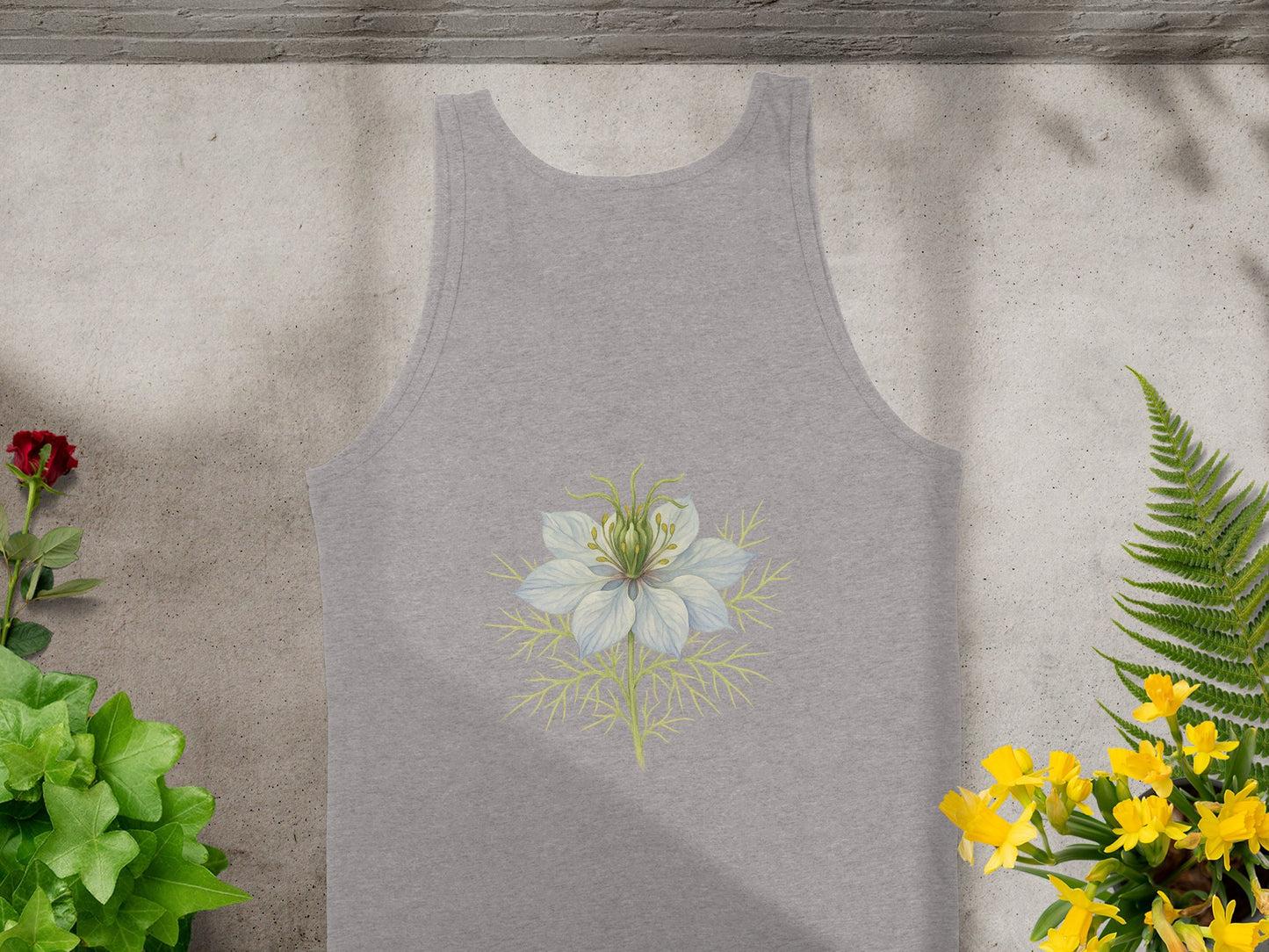Floral Design on Gray Sleeveless Tank Top product type