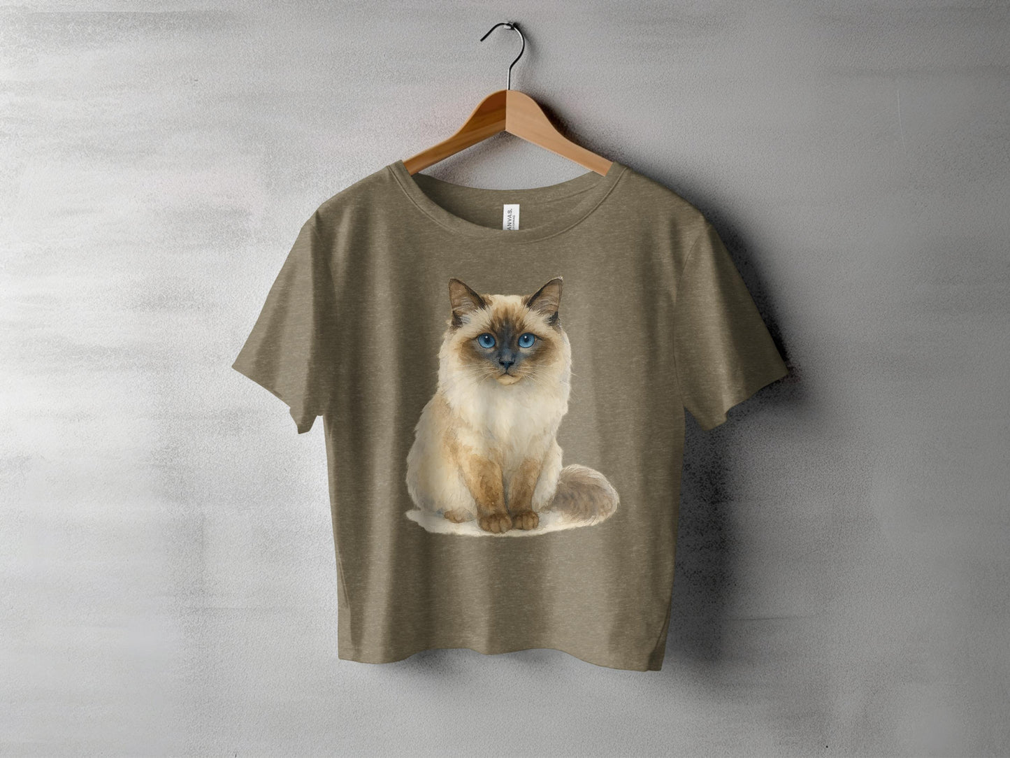 Adorable Blue-Eyed Cat Print Graphic Tee shirt product type