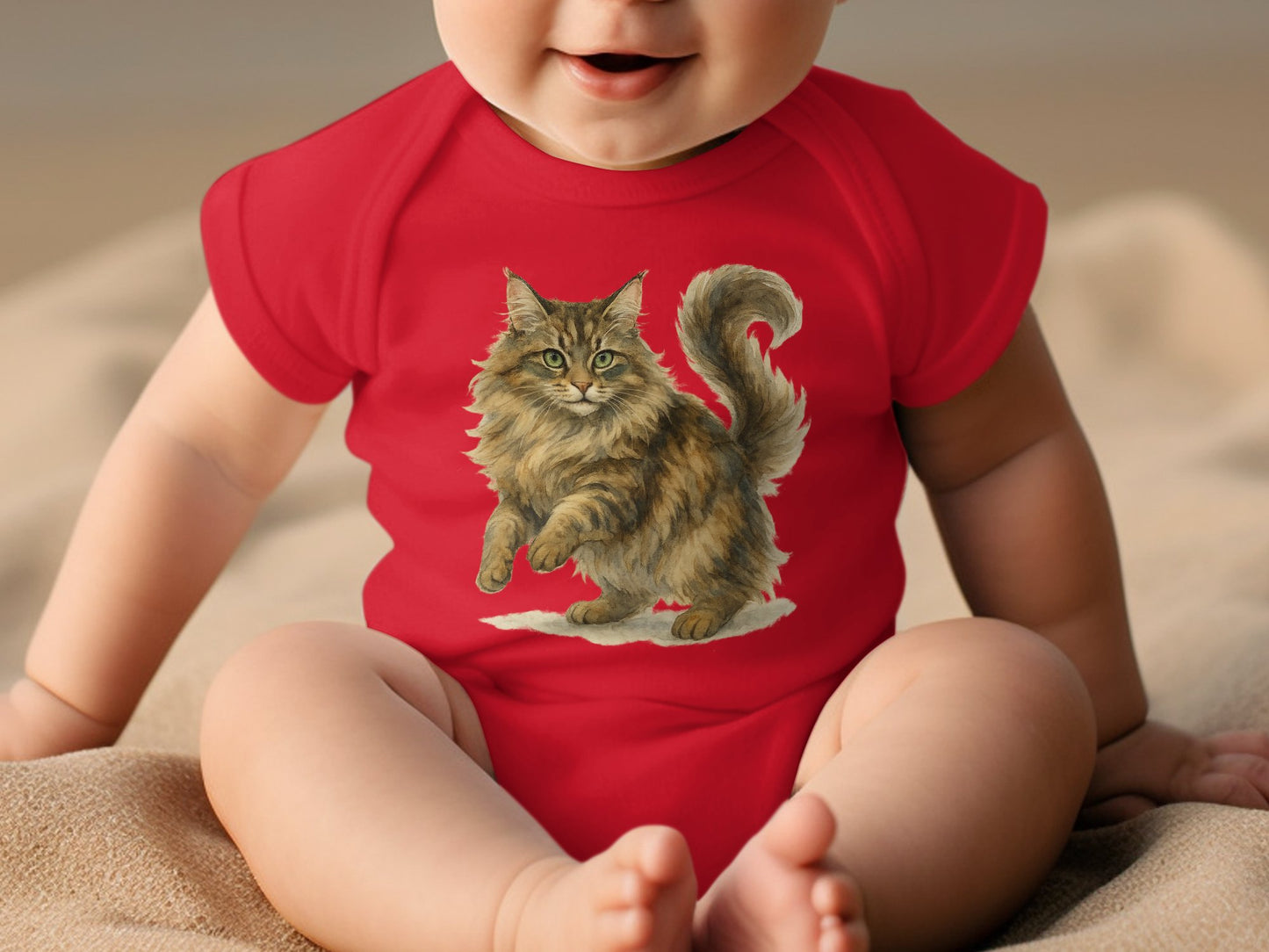 Adorable Baby Onesie with Playful Cat Design product type