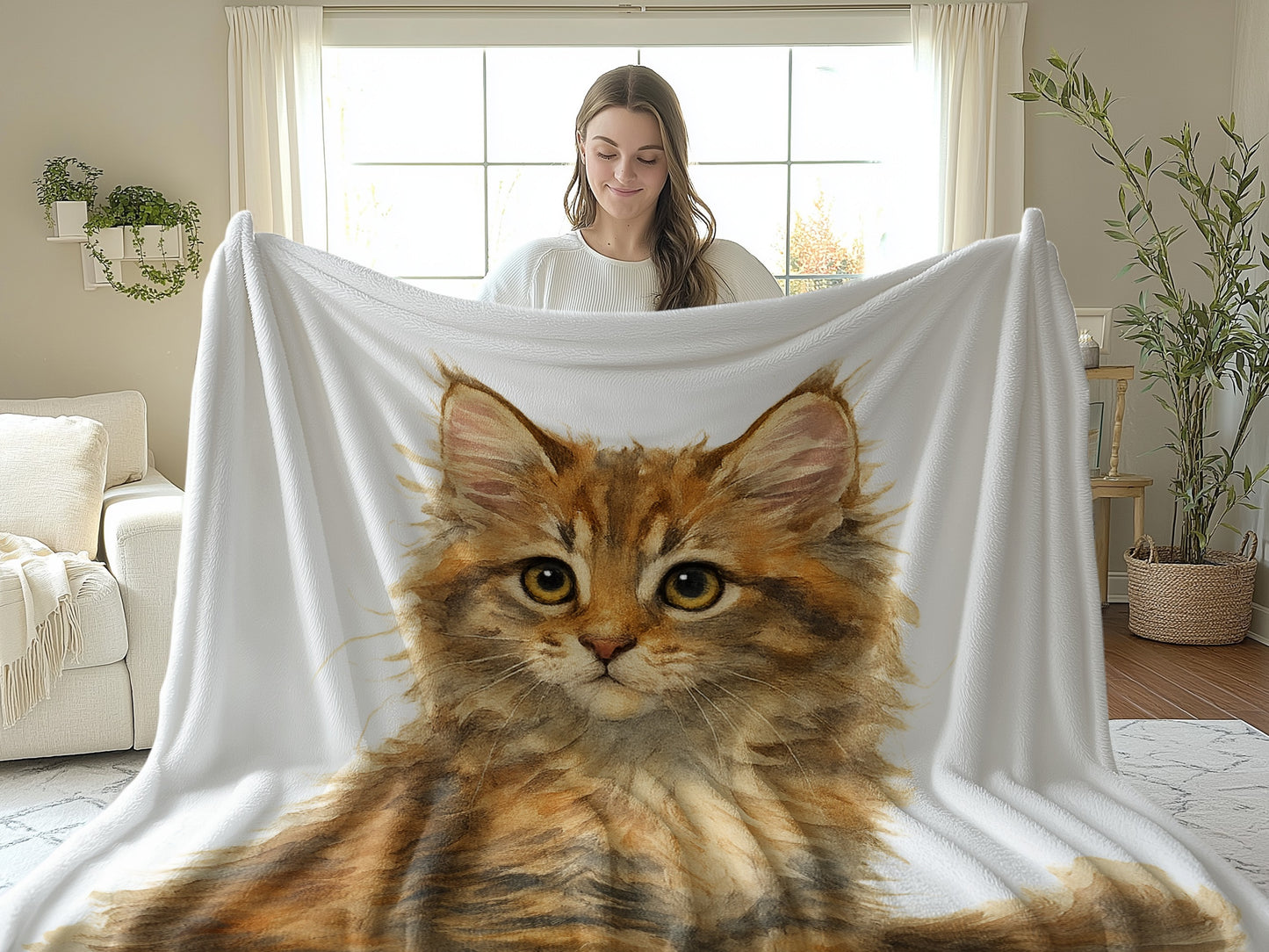 Adorable Cat Print Blanket Perfect Cozy Home Decor product