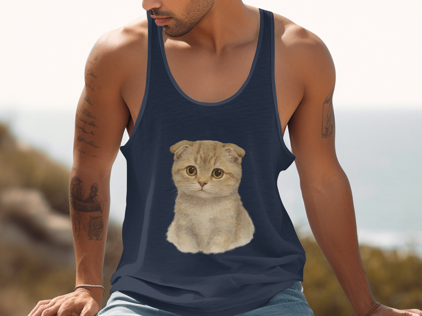 Adorable Cat Lovers Blue Tank Top product
