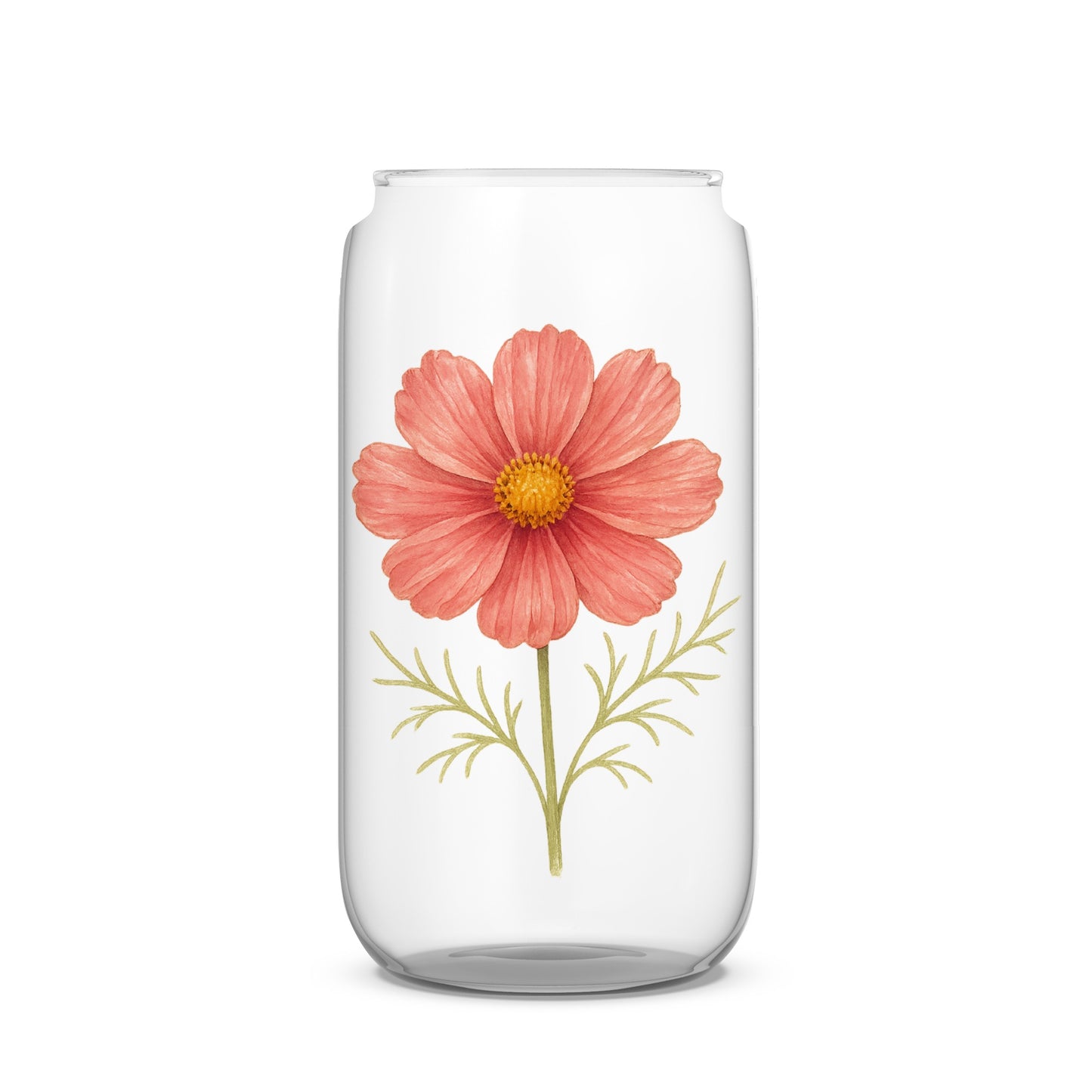 Beautiful Floral Design Beverage Can Shaped Glass product
