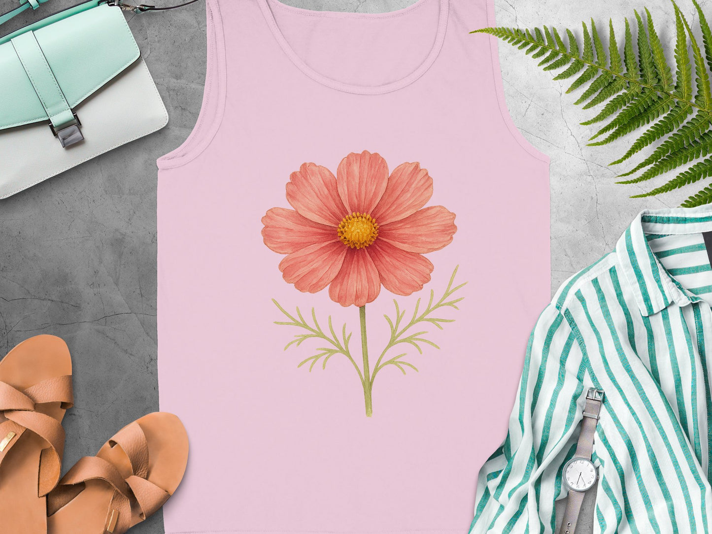 Pink Sleeveless Top with Beautiful Floral Design tank top
