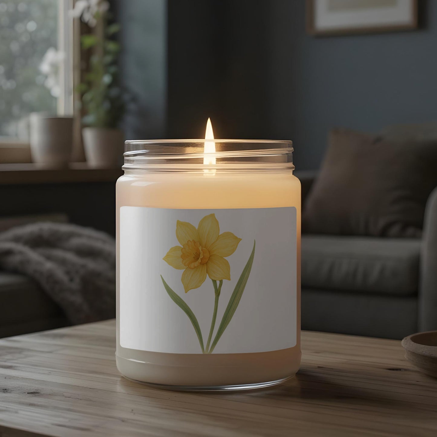 Relaxing Scented Candle with Yellow Flower Design product