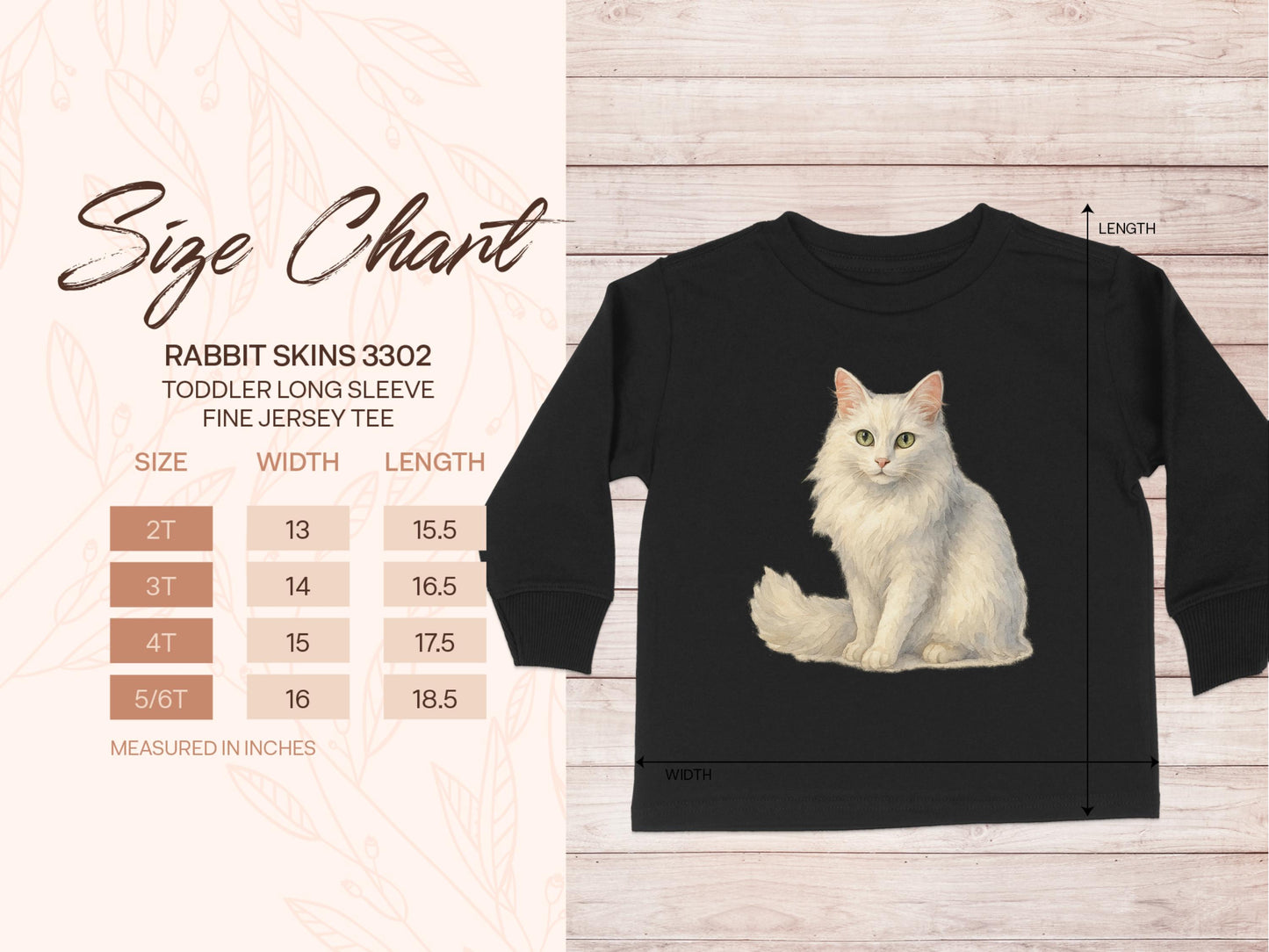 Toddler Long Sleeve Tee with White Cat Print product type