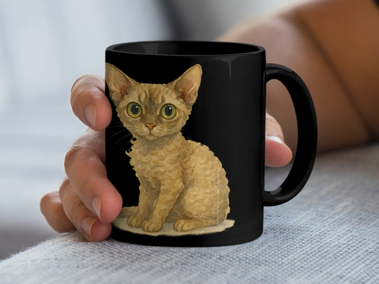 Cute Cat with Big Eyes Design on Coffee Mug product