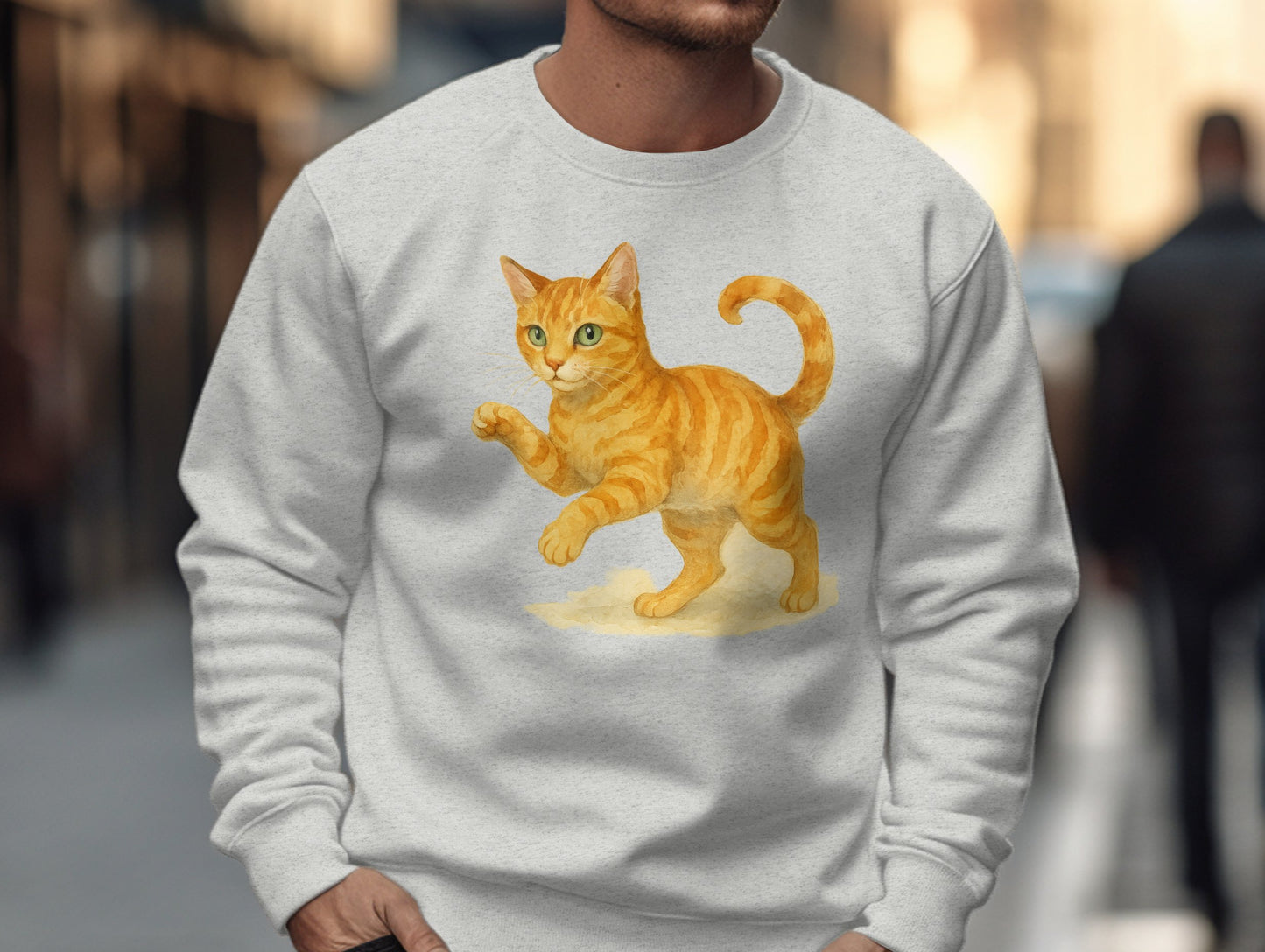 Cozy Sweatshirt Featuring Lively Orange Cat Design product