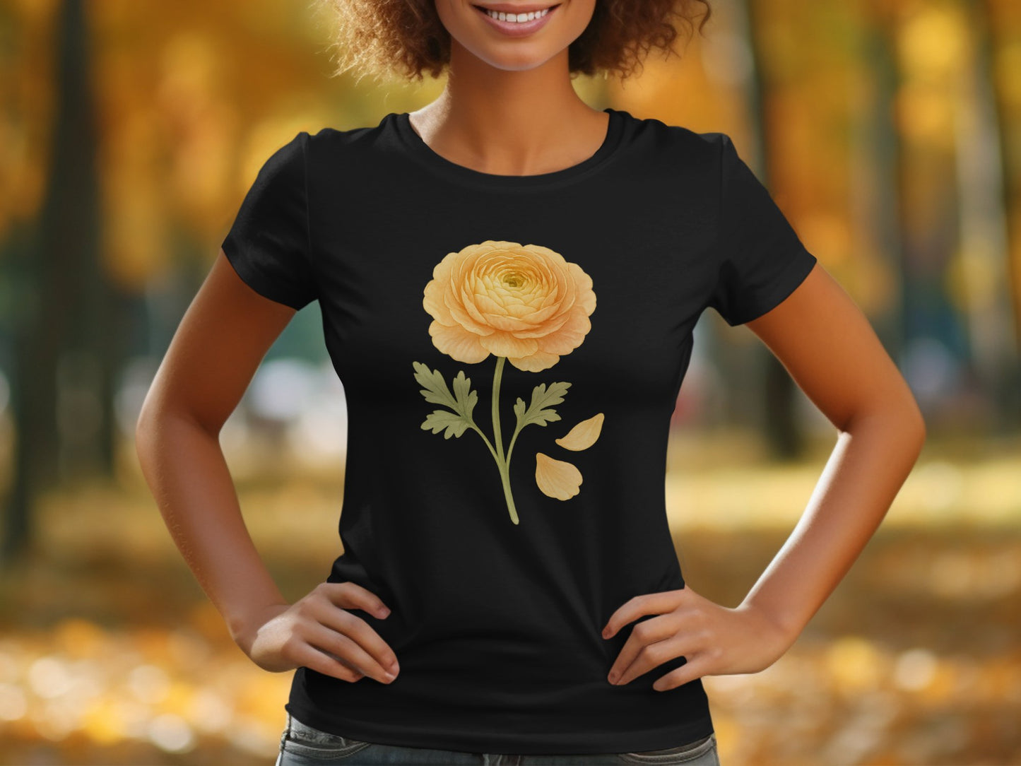 Vibrant Yellow Flower Graphic Black T-Shirt is a stunning product