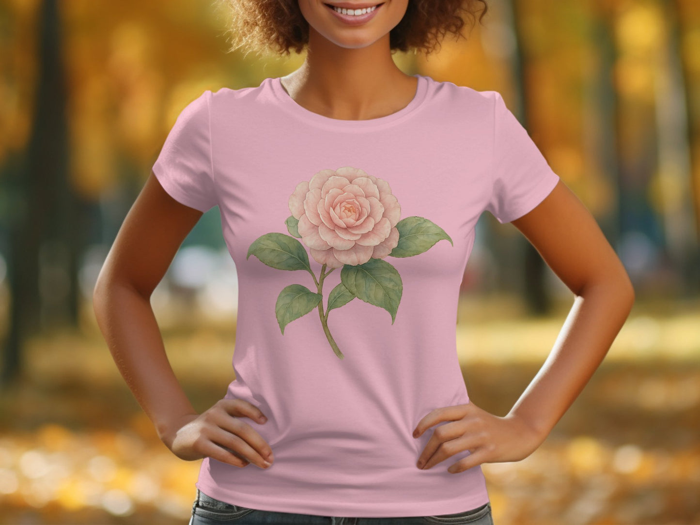 Pink T-shirt with Detailed Flower Illustration product type