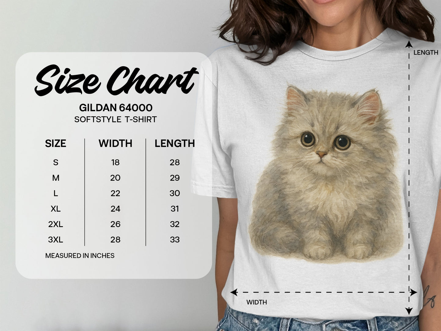 Beautiful Fluffy Kitten Graphic on T-shirt Product