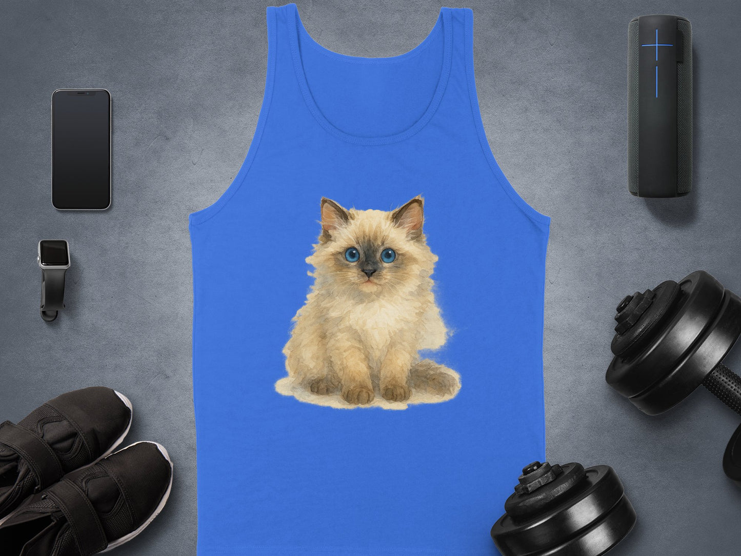 Adorable Blue-Eyed Kitten on Blue Tank Top product