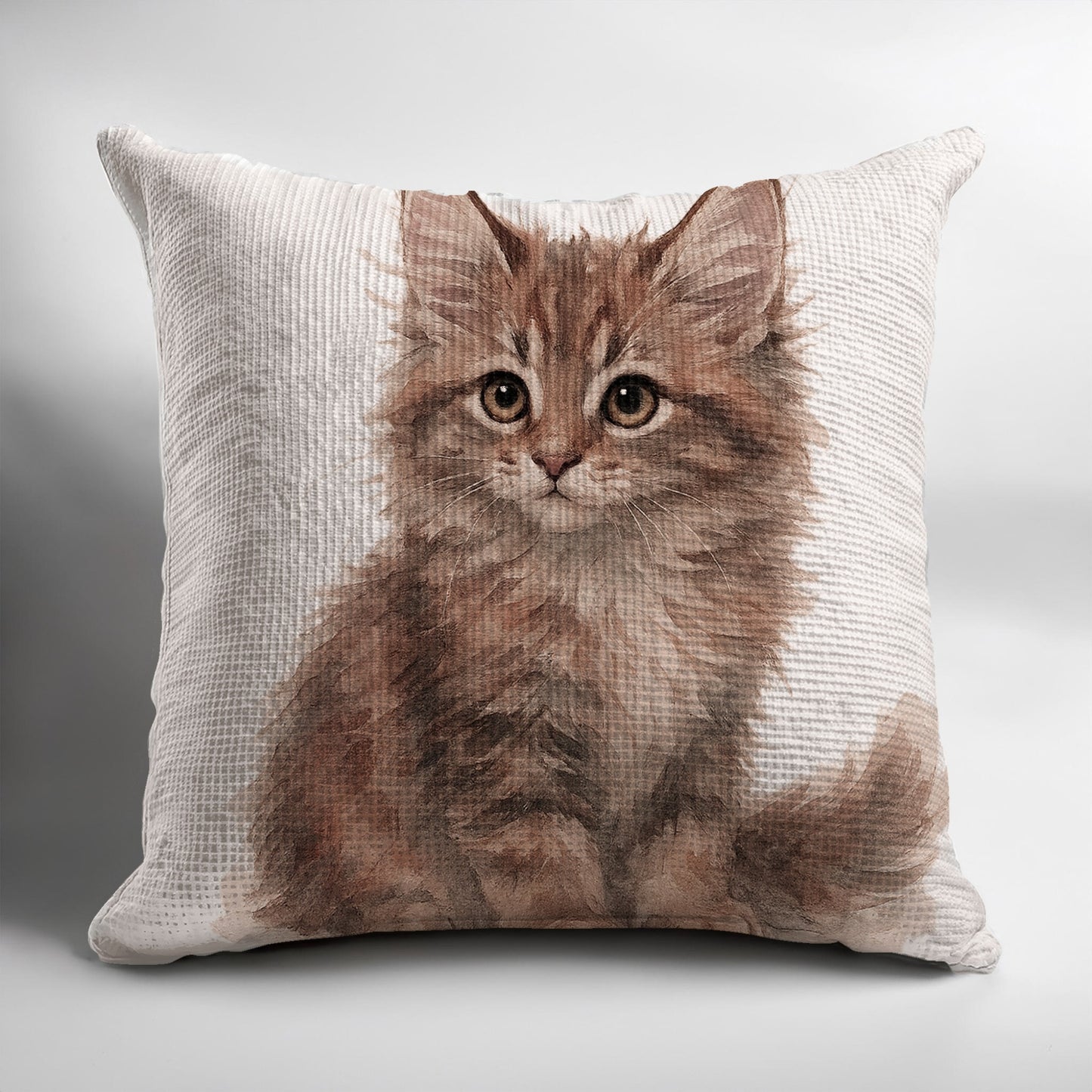 Cute Fluffy Kitten Print Home Decor Pillow product type