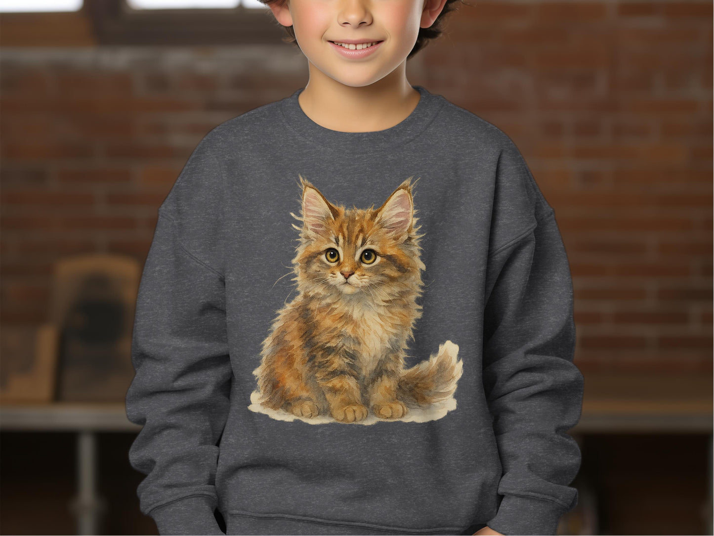 Adorable Fluffy Kitten Graphic Youth Sweatshirt product type