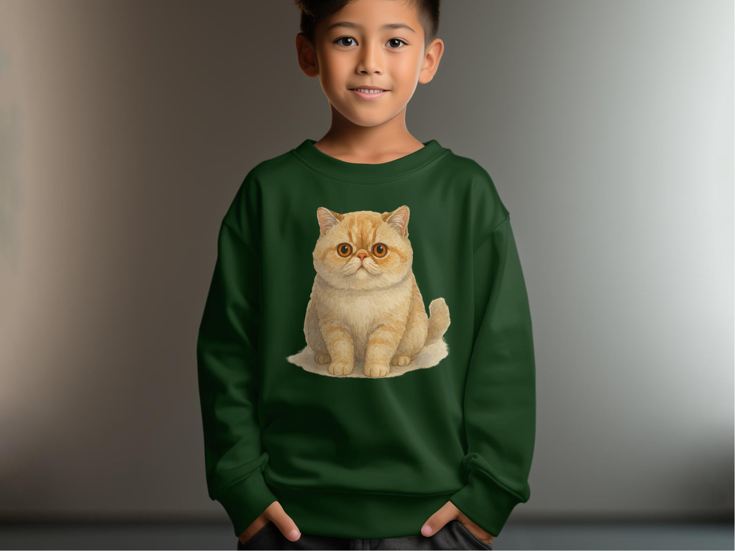 Adorable Cat Printed Green Kids Sweatshirt product type