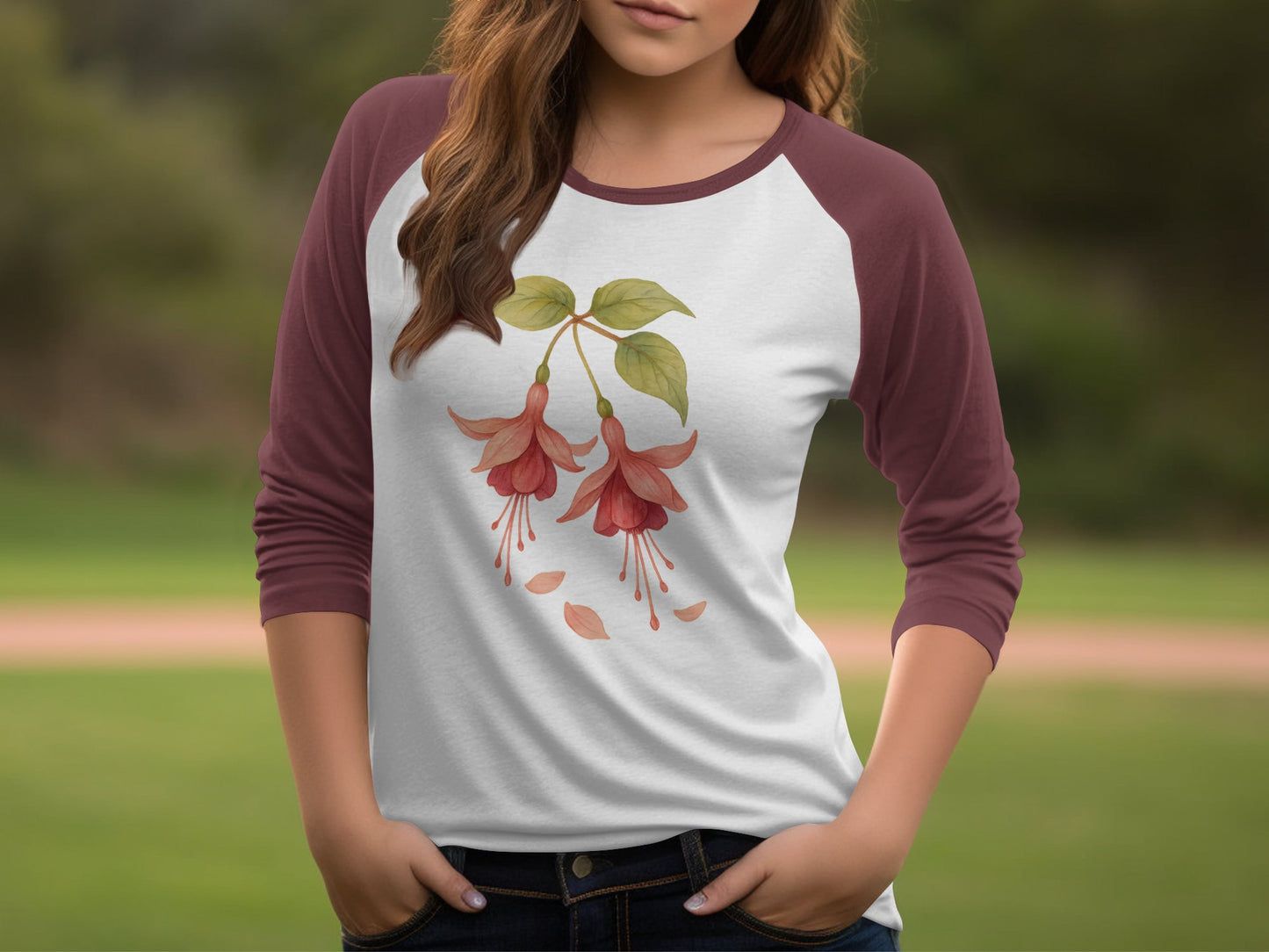 Floral Design Raglan Baseball Tee product type